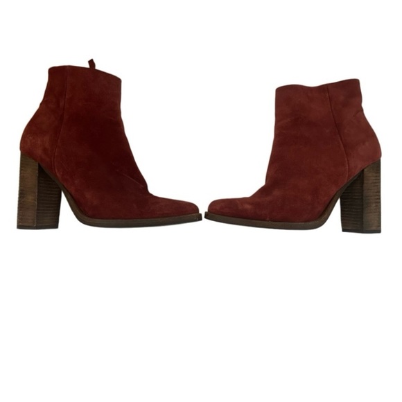 Freda Salvador Luck Suede Block Ankle Heel Boots, Brick Red, Size 6.5 - Picture 8 of 16